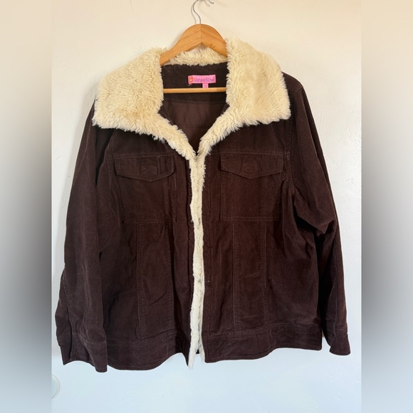 Gasoline Jackets & Blazers - Y2K Brown Corduroy Fur Trimmed Jacket Size 2X